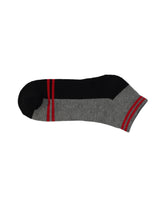 Half Cushioned Socks — black grey red stripe