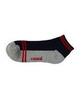 Half Cushioned Socks — Navy Red Heel
