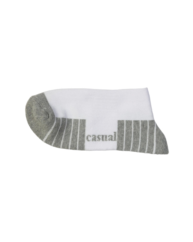 Half Cushioned Quarter Socks — White Grey 2