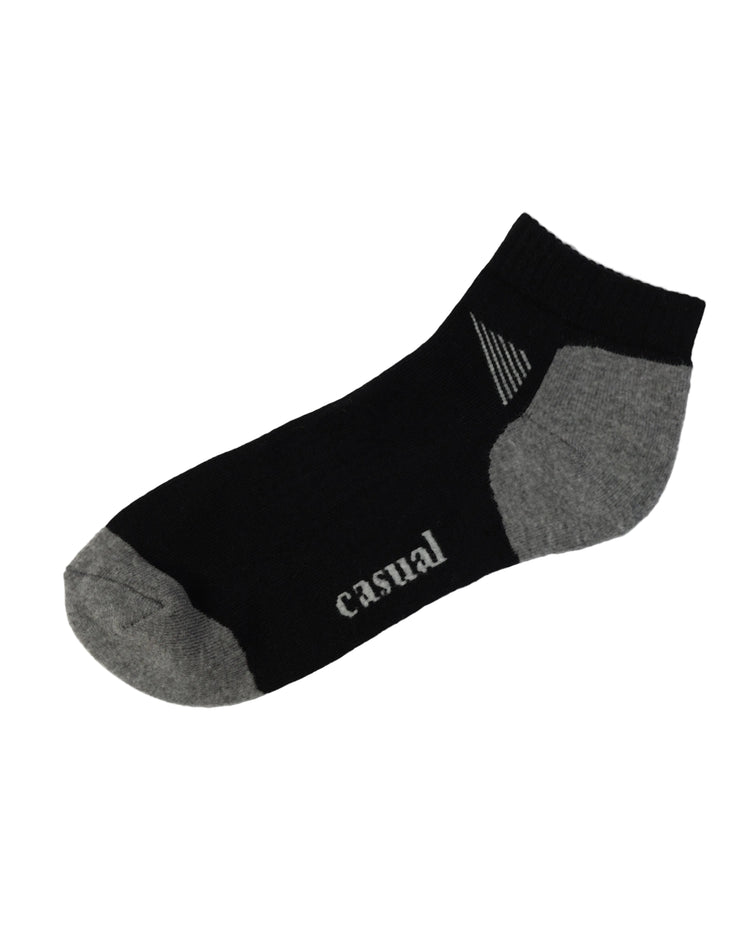 Half Cushioned Socks — Black Grey Heel