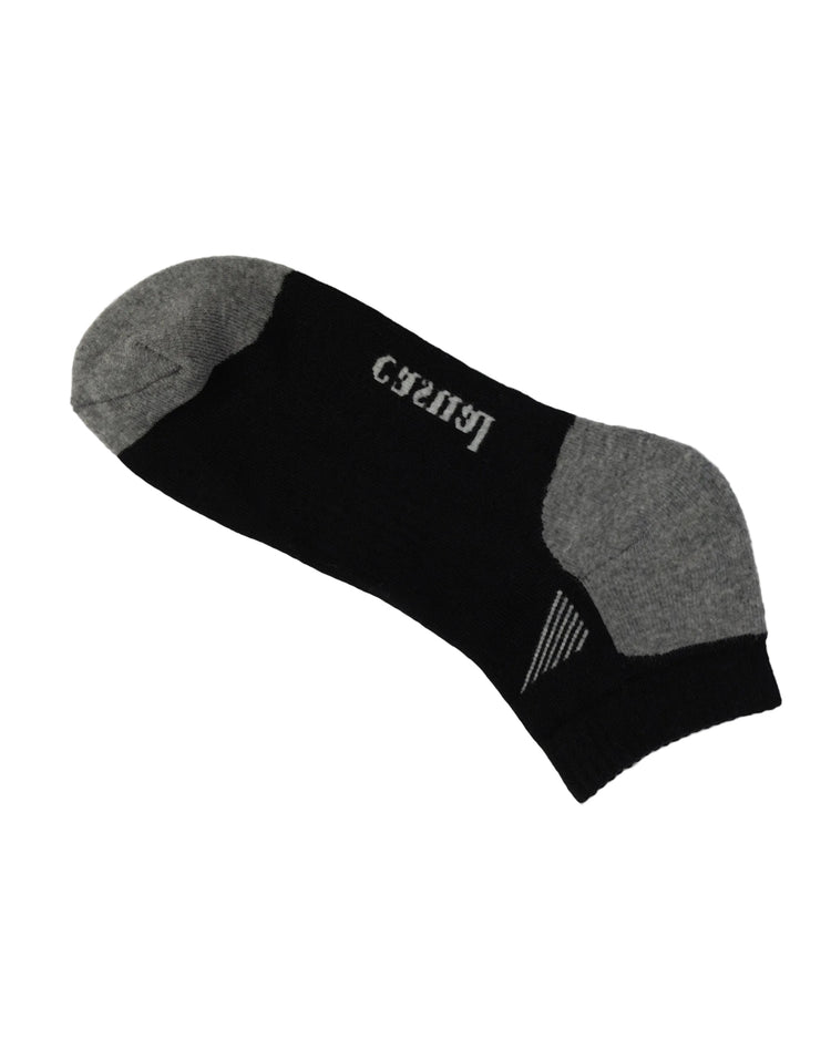 Half Cushioned Socks — Black Grey Heel