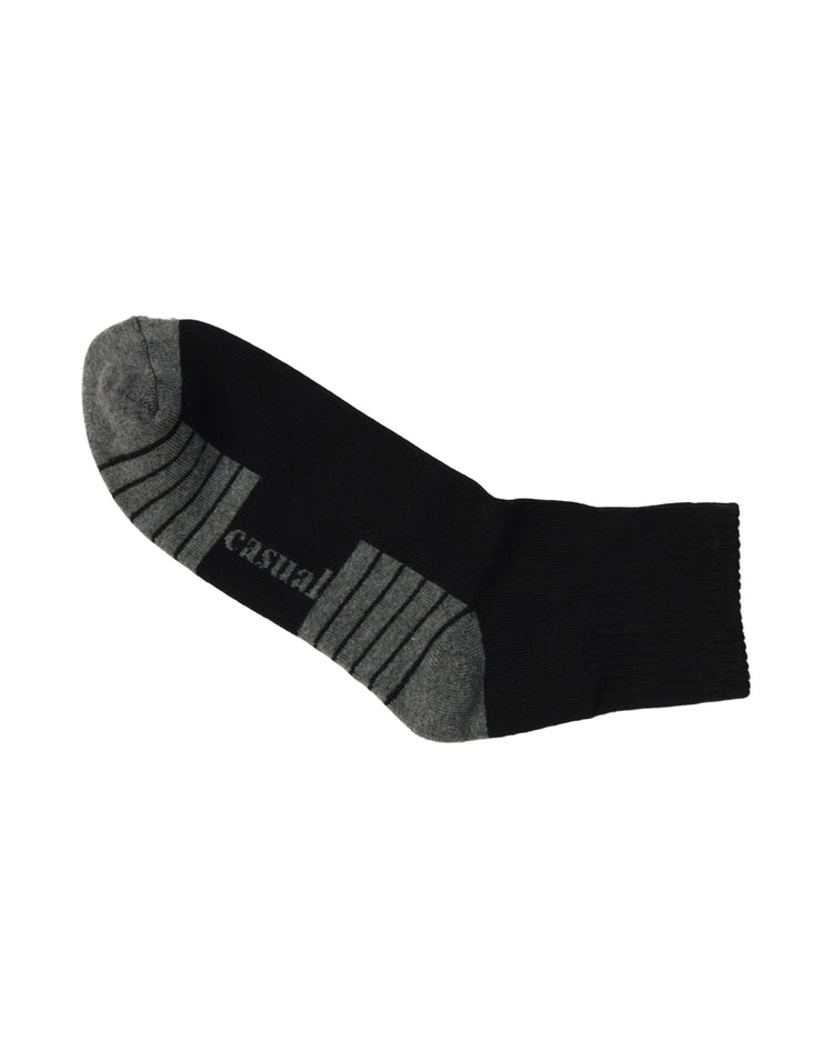 Half Cushioned Quarter Socks — Grey Black