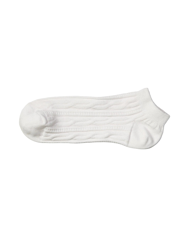 Socket Ribbed Socks — White Cable