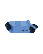 Low Cut High Ankle Socks — Light Blue Navy Heel