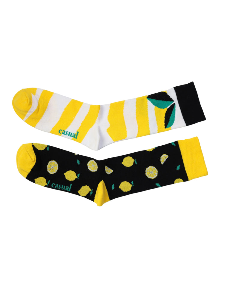 Not So Casual Socks — Black White Lemon