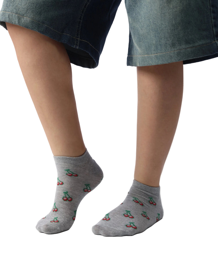 Low Cut Socks — Grey Cherry