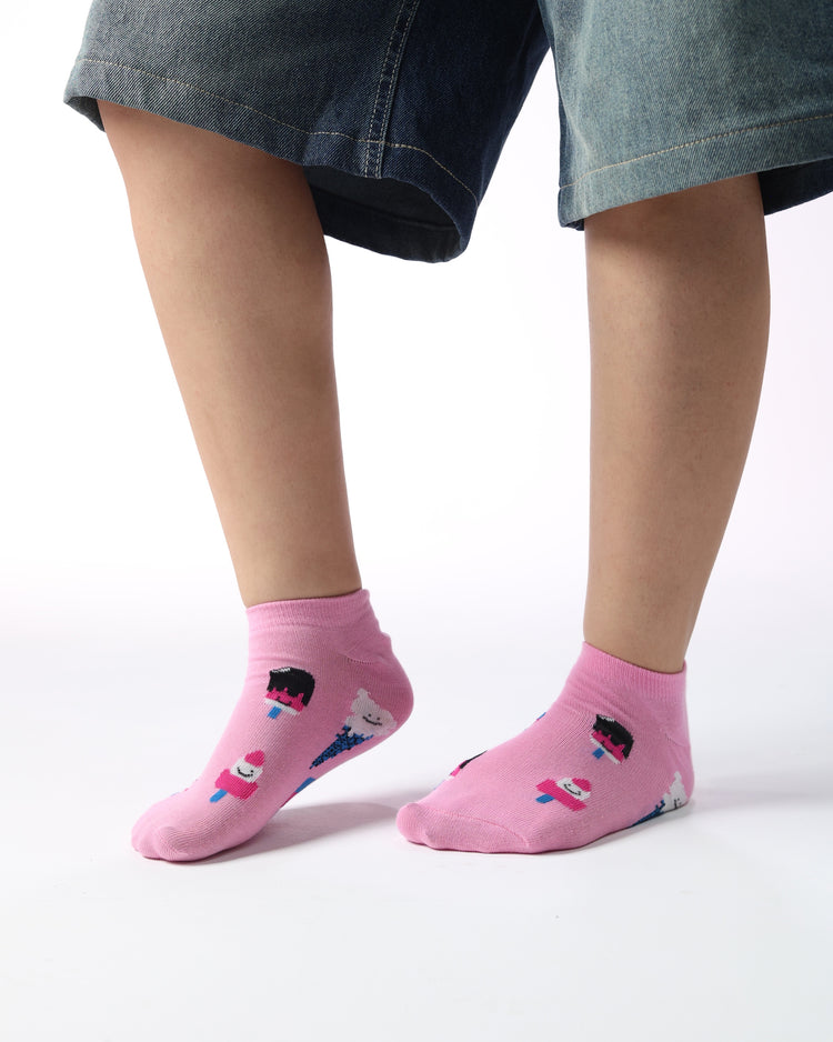 Low Cut Socks — Pink Print