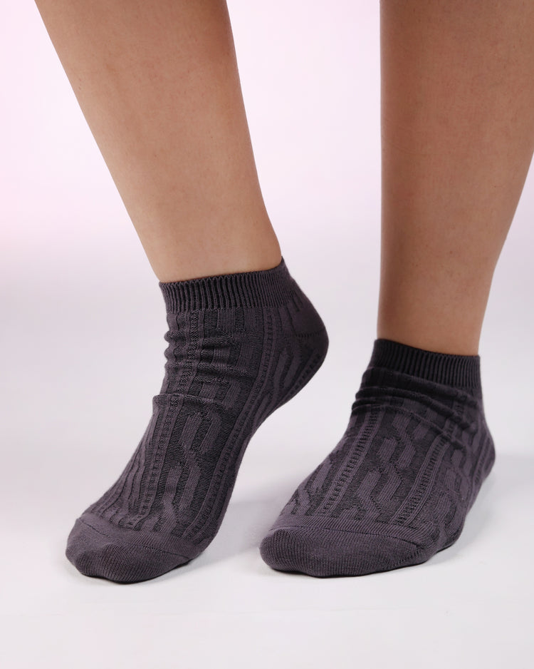 Socket Ribbed Socks — Charcoal Cable