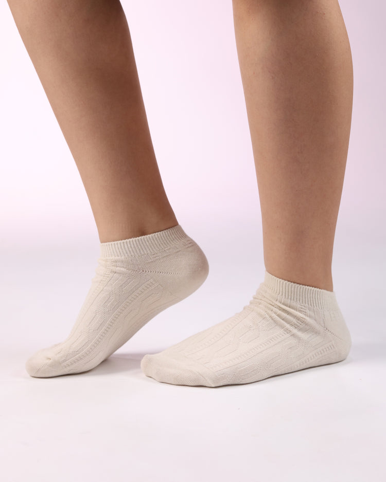 Socket Ribbed Socks — Cream
