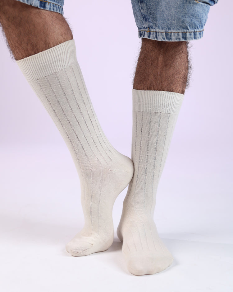 Ribbed Socks — Cream