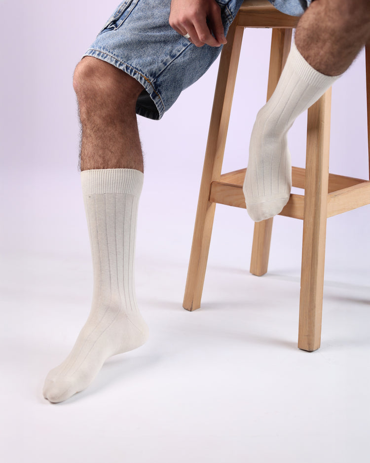 Ribbed Socks — Cream
