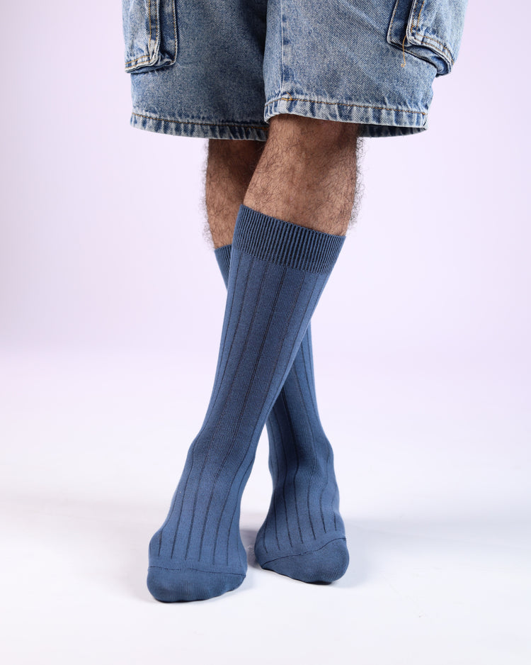Ribbed Socks — Blue