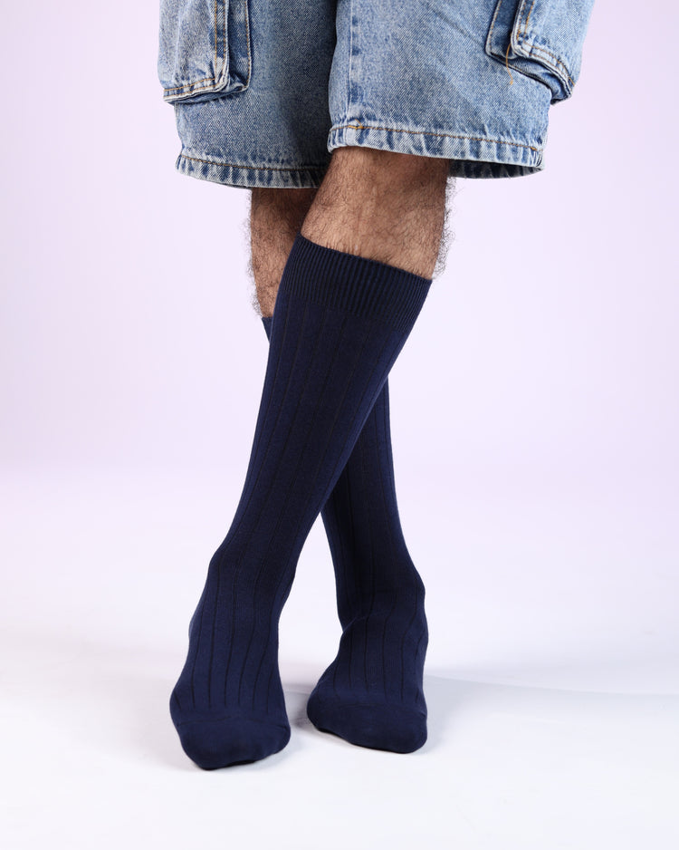 Ribbed Socks — Navy