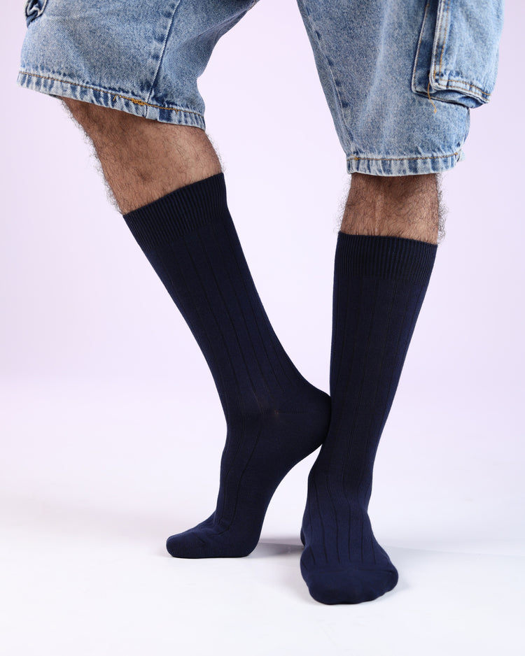 Ribbed Socks — Navy