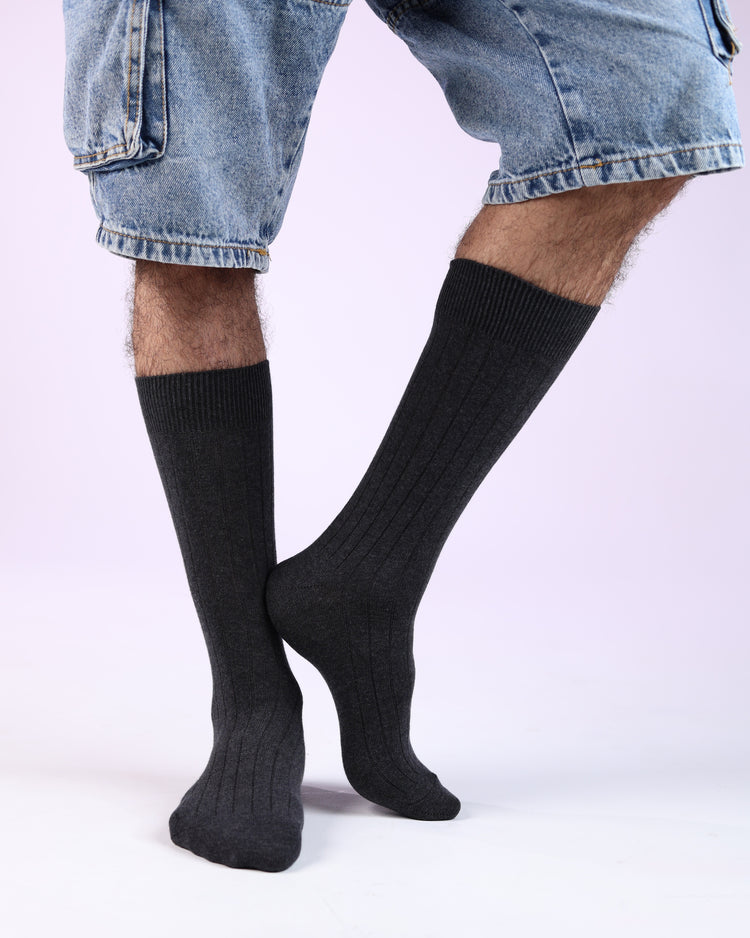 Ribbed Socks — Charcoal