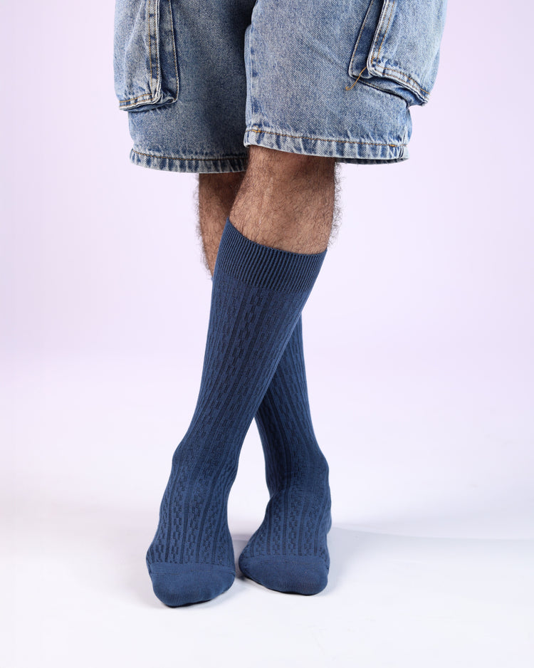Ribbed Socks — Blue