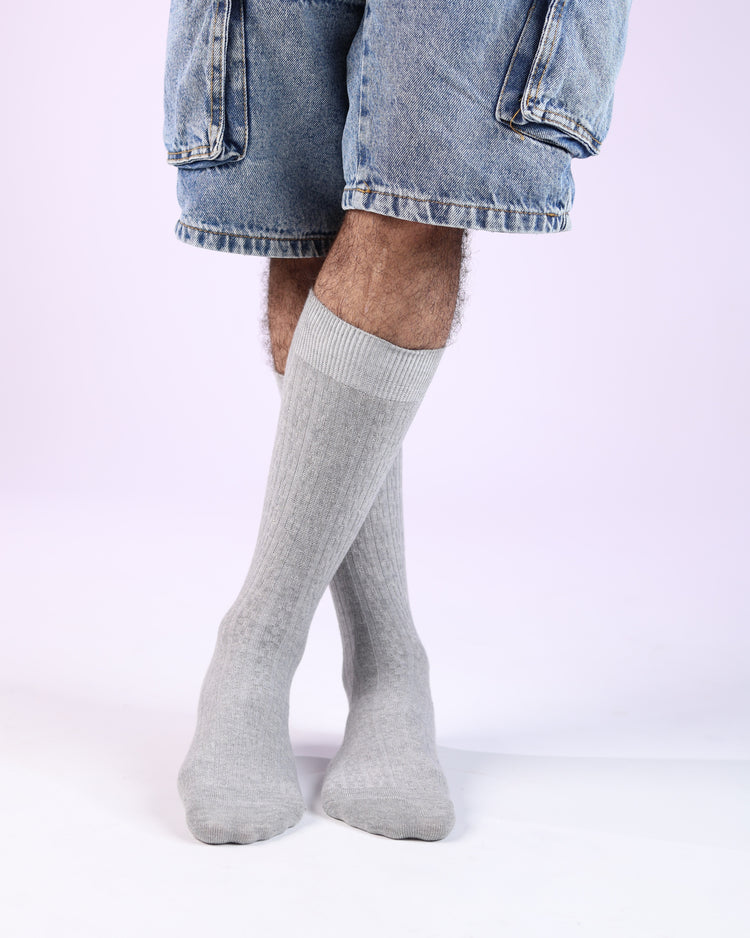 Ribbed Socks — Light Grey