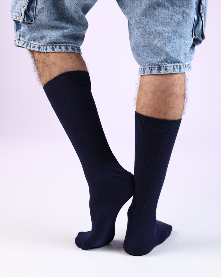 Ribbed Socks — Navy