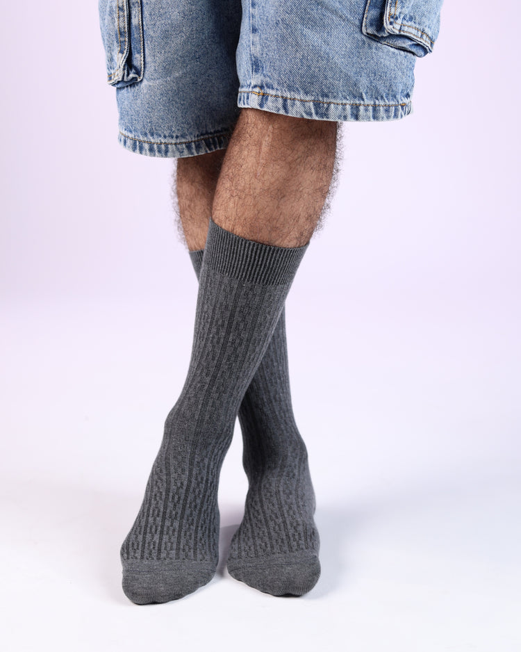 Ribbed Socks — Charcoal
