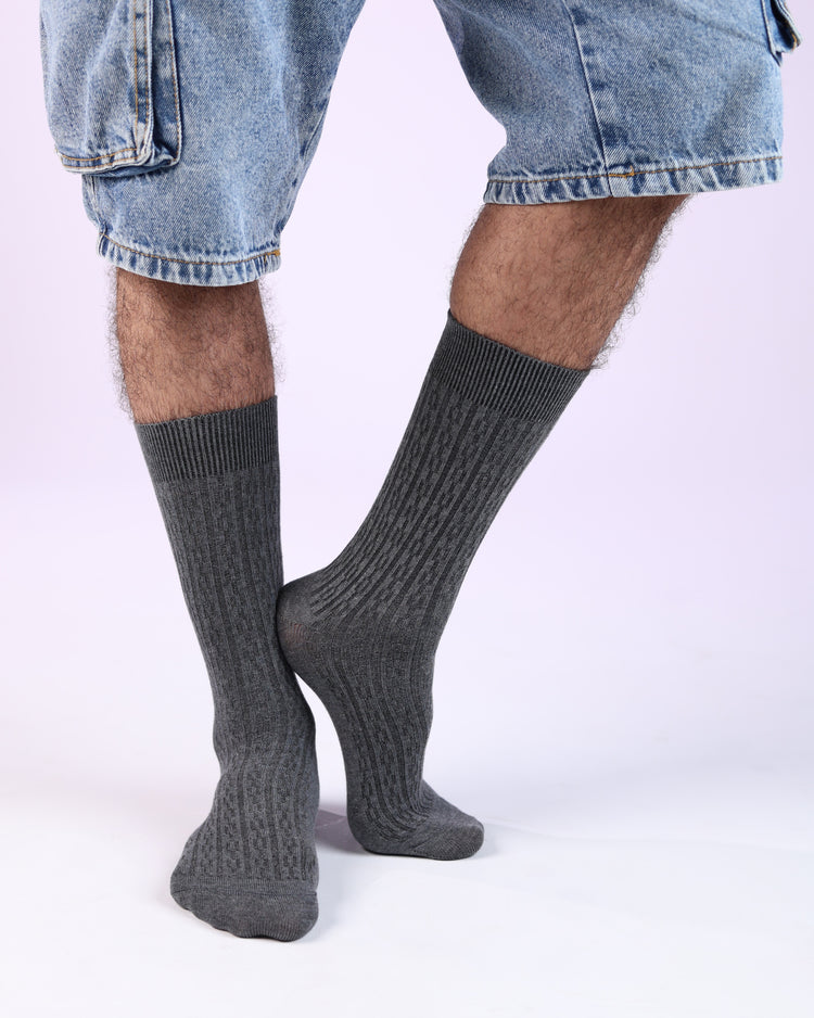 Ribbed Socks — Charcoal