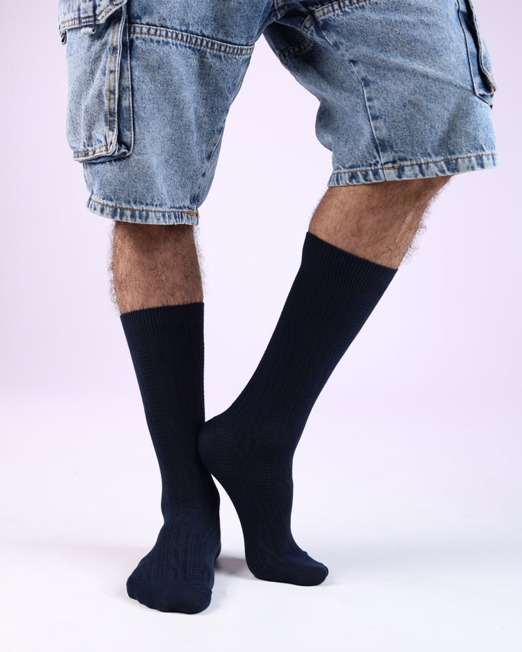 Ribbed Socks — Navy