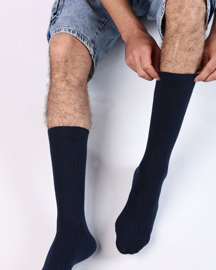 Ribbed Socks — Navy