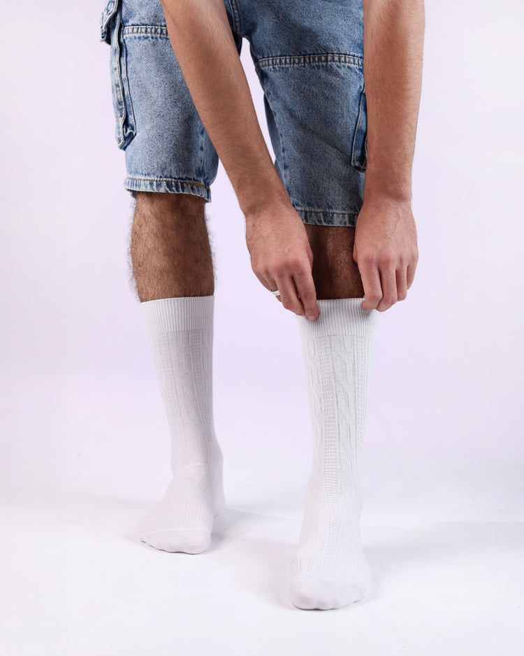 Ribbed Socks — White