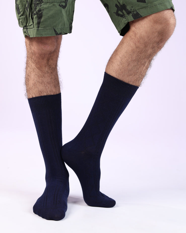 Ribbed Socks — Navy