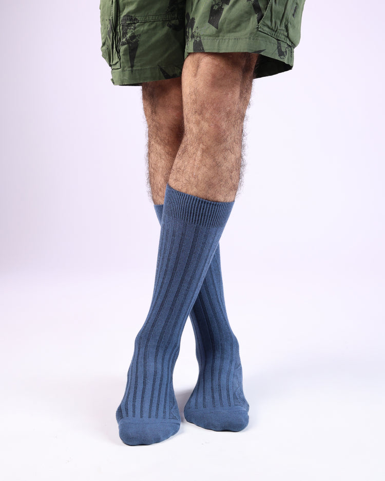 Ribbed Socks — Blue