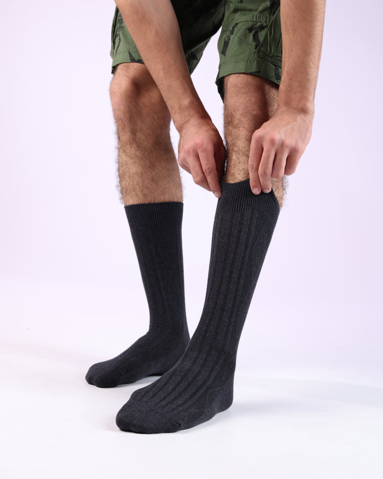 Ribbed Socks — Charcoal