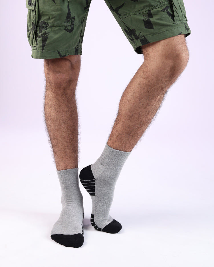 Half Cushioned Quarter Socks — Grey Black Toe 2