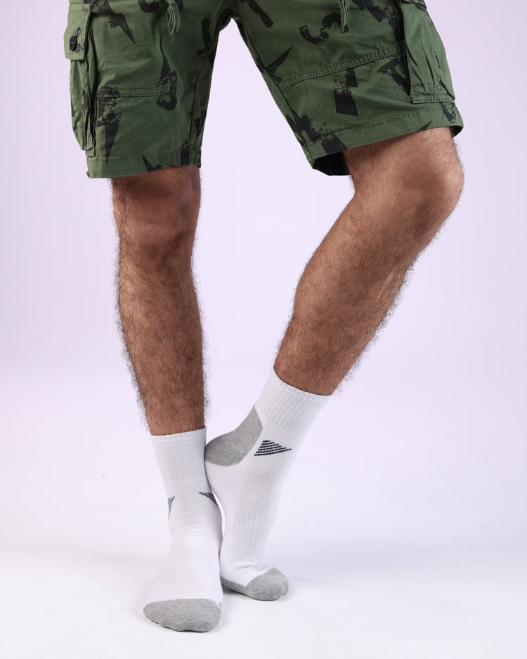 Half Cushioned Quarter Socks — White Grey