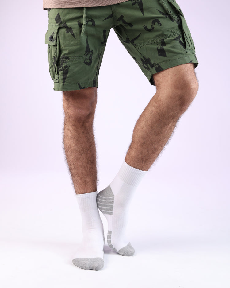 Half Cushioned Quarter Socks — White Grey 2