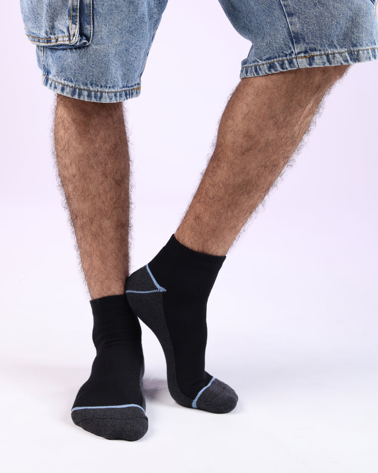 Half Cushioned Socks — Black Grey Heel 2