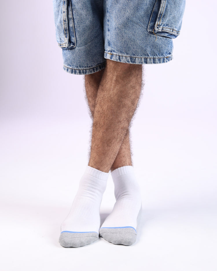 Half Cushioned Socks — White Grey Heel 2