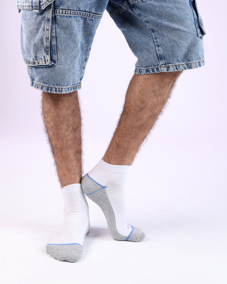 Half Cushioned Socks — White Grey Heel 2