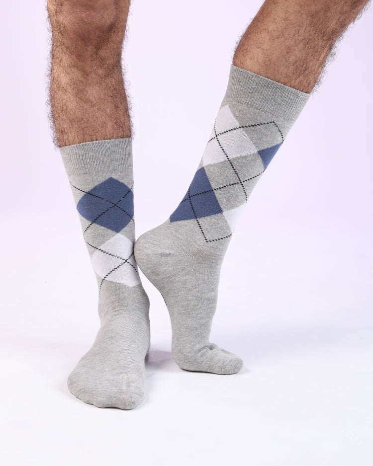 Casual Socks — Grey Navy White