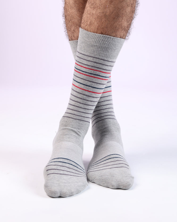Casual Socks — Light Grey Red