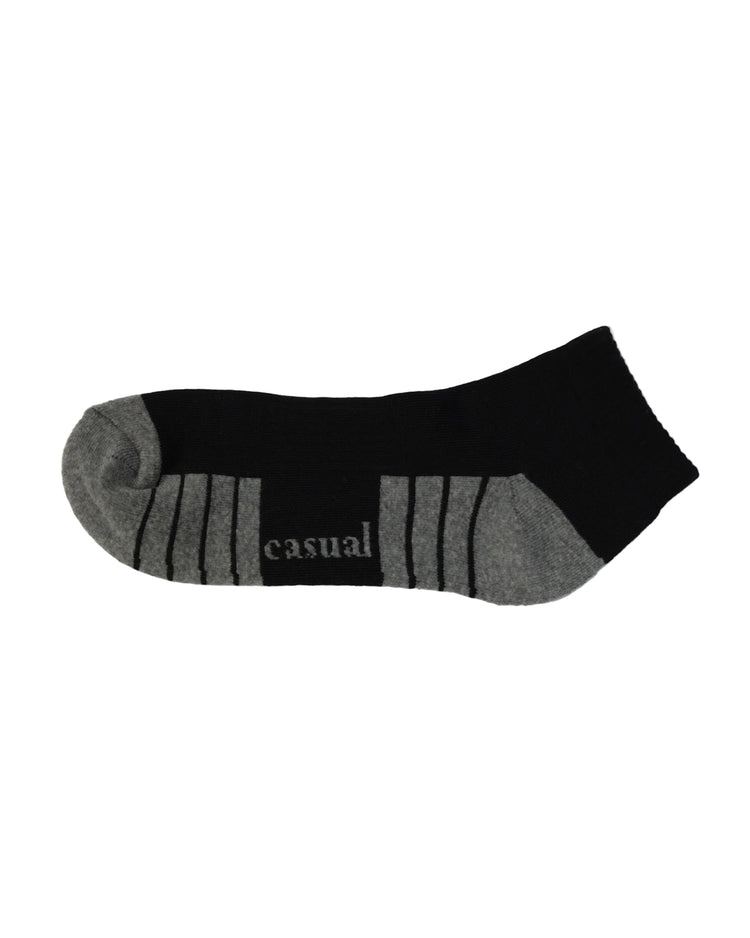 Half Cushioned Socks — Black Grey Stripe