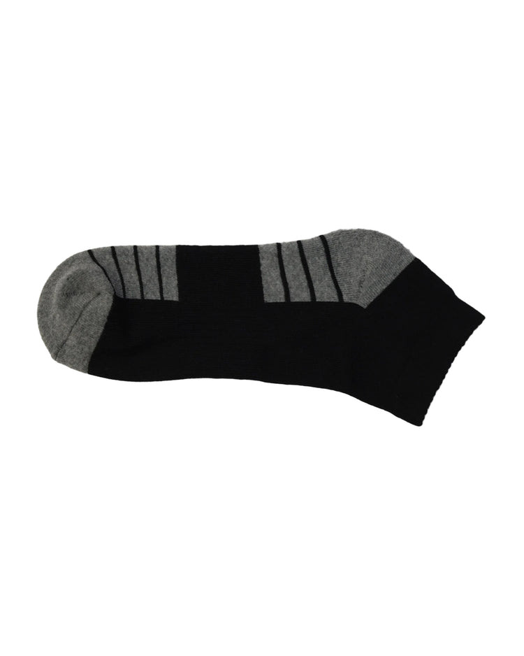 Half Cushioned Socks — Black Grey Stripe