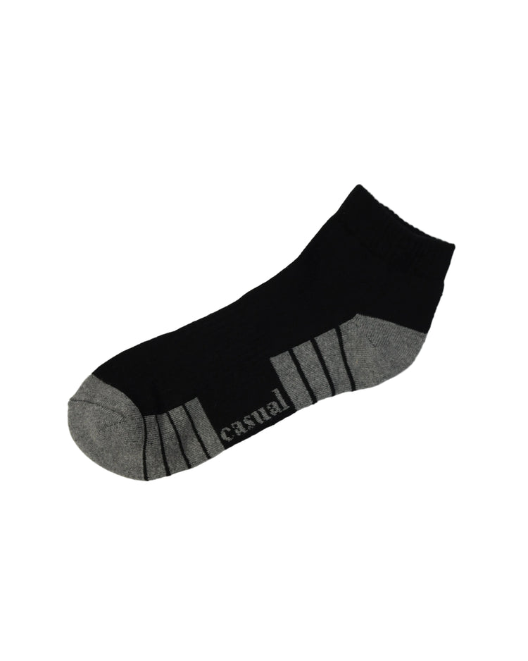 Half Cushioned Socks — Black Grey Stripe