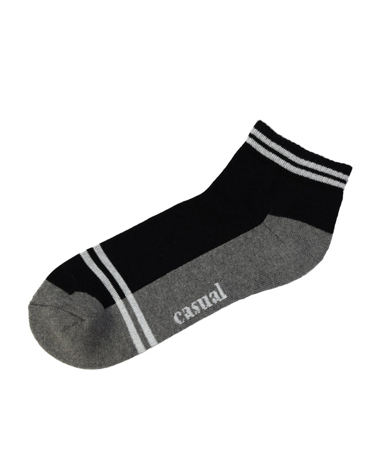 Half Cushioned Socks — Grey Black Stripe