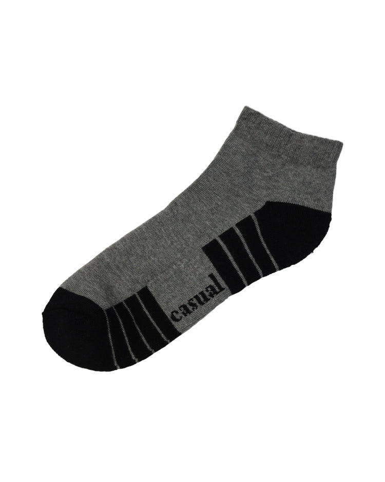 Half Cushioned Socks — Grey Black Toe