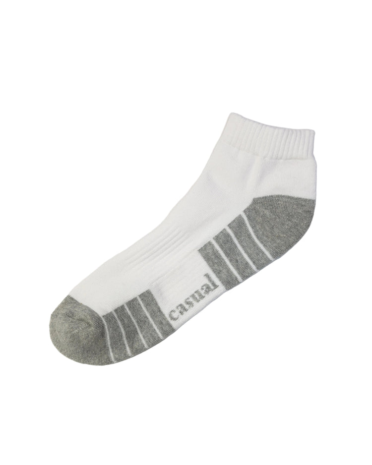 Half Cushioned Socks — White Grey Heel 3