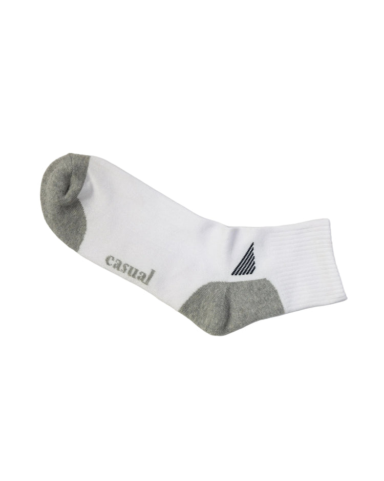 Half Cushioned Quarter Socks — White Grey