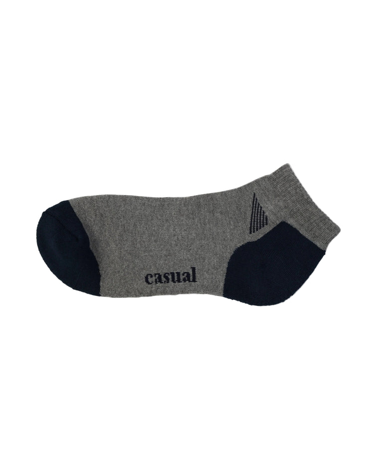 Half Cushioned Socks — Grey Navy Heel
