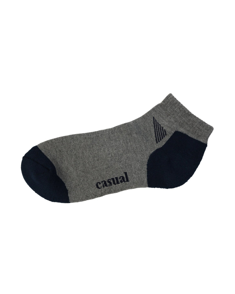 Half Cushioned Socks — Grey Navy Heel