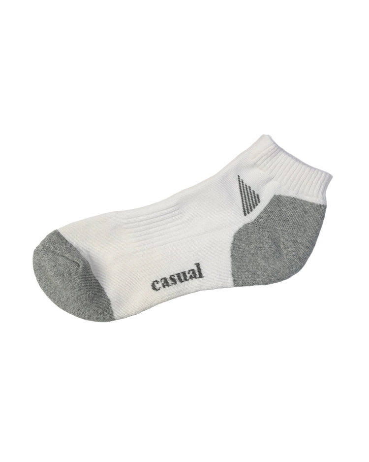 Half Cushioned Socks — White Grey Heel