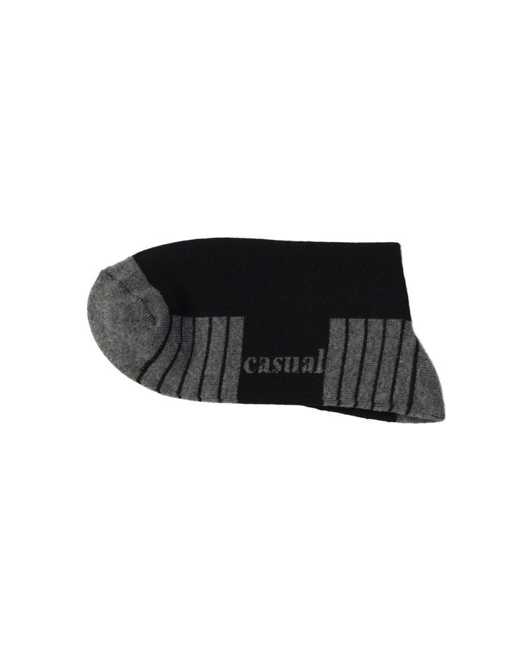 Half Cushioned Quarter Socks — Grey Black