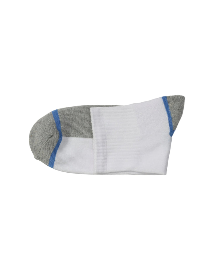 Half Cushioned Quarter Socks — White Blue Grey Heel